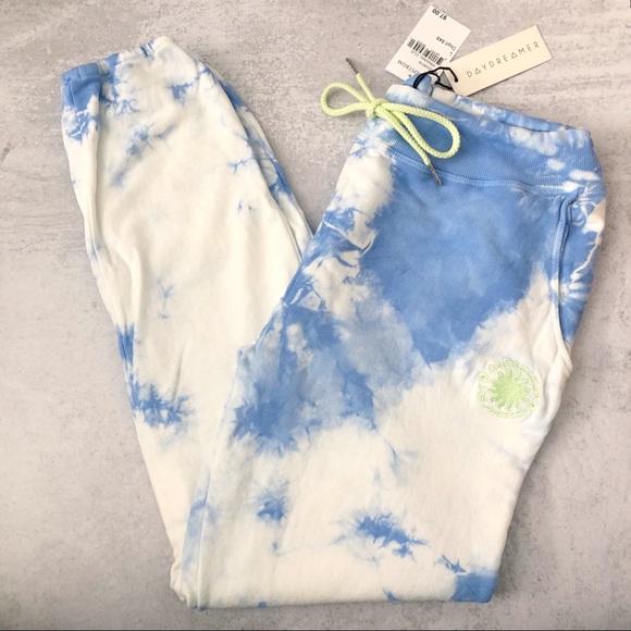 Daydreamer Pants - Daydreamer Sunny People Blue Tie Dye Jogger Sweats NEW